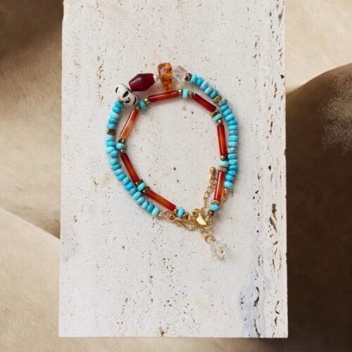 Handmade island sunset glass beaded bracelet in carnelian orange by E-SHOO