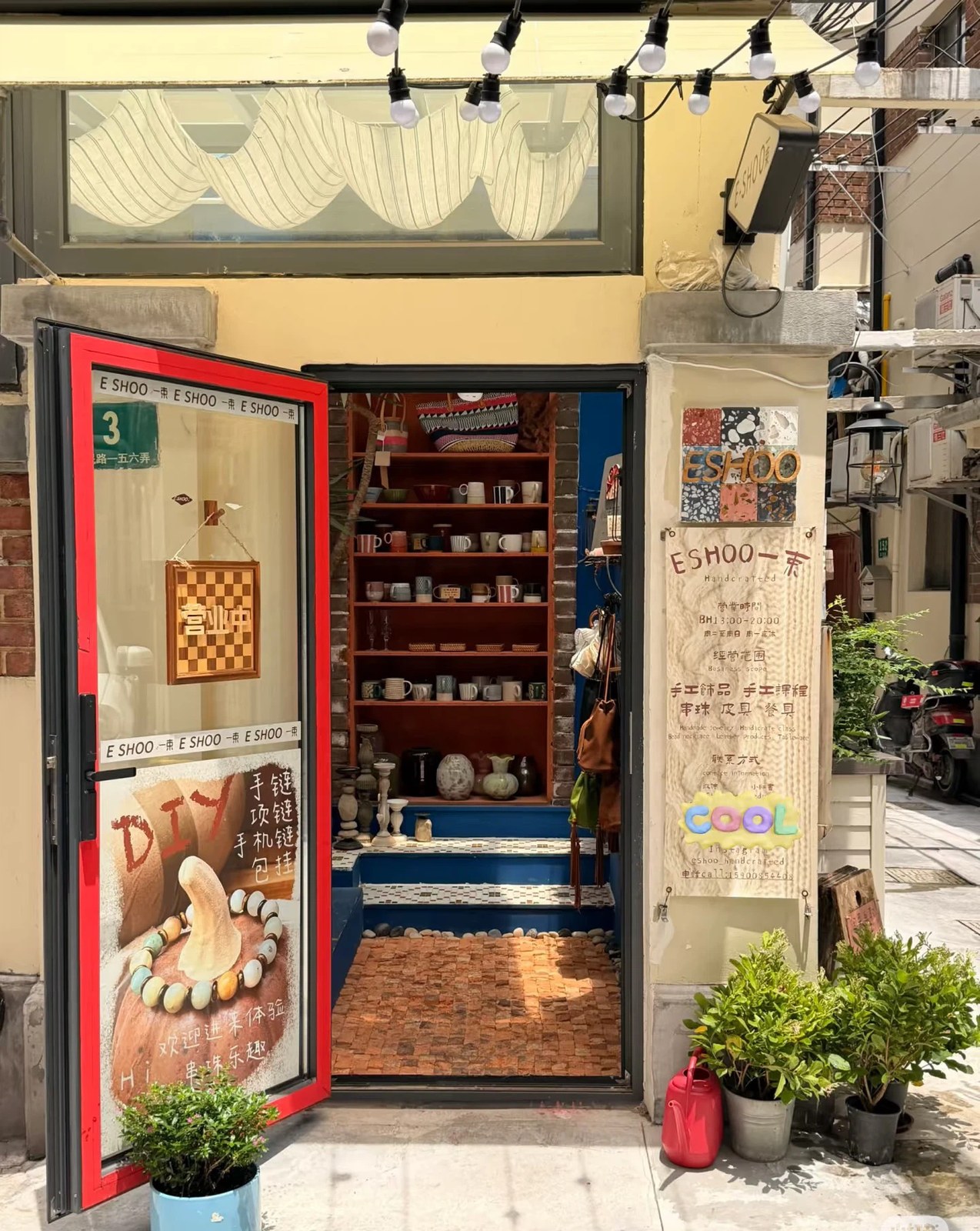 The E-Shoo shopfront down a Shanghai lane